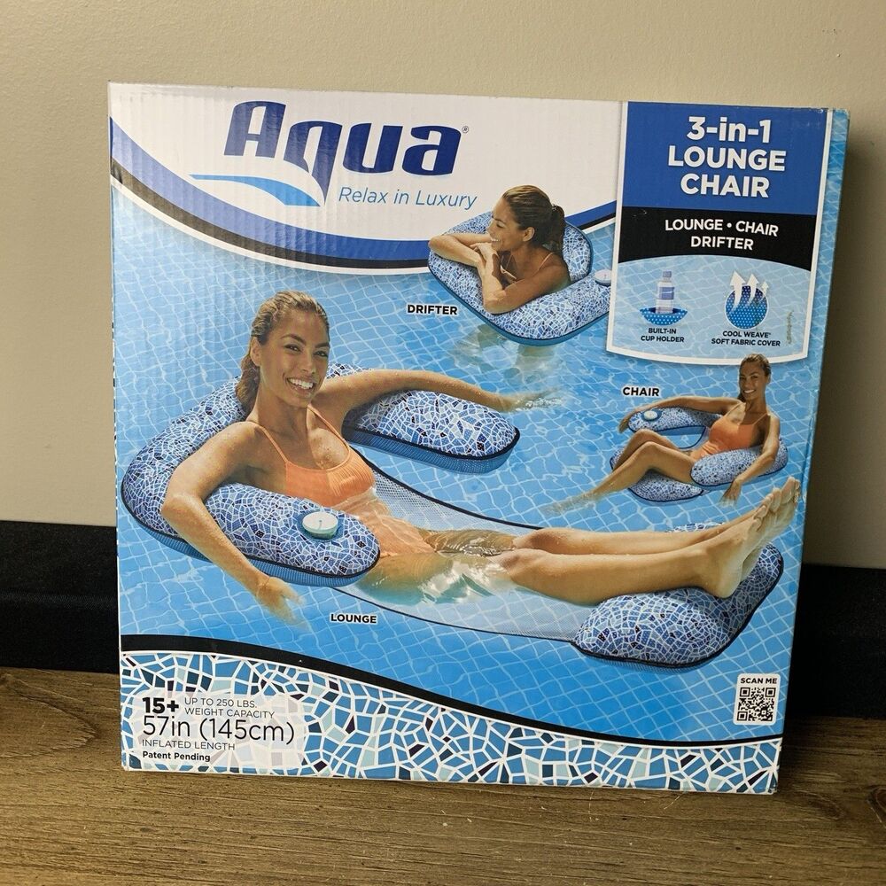 Aqua Leisure 3-in-1 Lounge Chair Swimming Pool Float Inflatable Water Mat